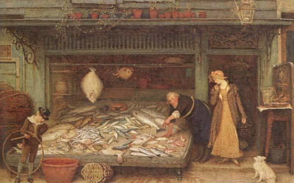 Frederick Walker,ARA,RWS A Fishmonger's shop (mk46) France oil painting art